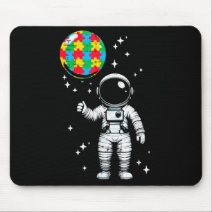 Autism astronaut puzzle balloon cute asd awareness mouse pad