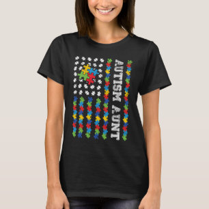 Autism Aunt American Flag Autism Awareness T-Shirt