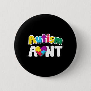 Autism Aunt Awareness Puzzle Pieces Colours Gift 6 Cm Round Badge
