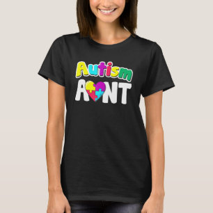 Autism Aunt  Awareness Puzzle Pieces Colours T-Shirt