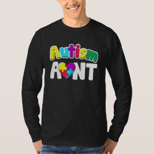 Autism Aunt Awareness Puzzle Pieces Colours T-Shirt