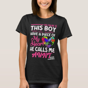 Autism Aunt Boy Puzzle Pieces Autism Awereness T-Shirt