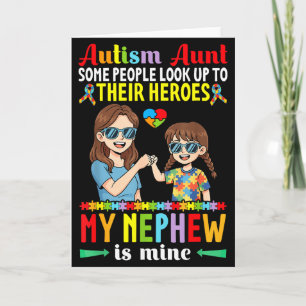 Autism Aunt My Nephew Is My Hero Awareness Accept Card