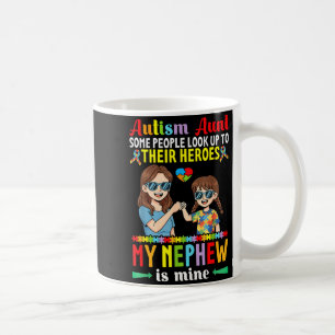 Autism Aunt My Nephew Is My Hero Awareness Accept Coffee Mug