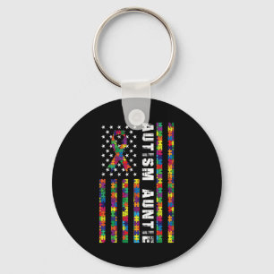 Autism Auntie  American Flag Autism Awareness Gift Key Ring