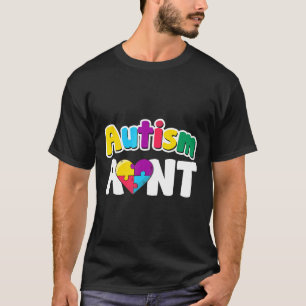 Autism-Autism Aunt Awareness Puzzle Pieces Colour T-Shirt