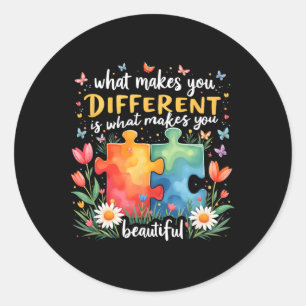 Autism Autism Awareness Different Is Beautiful Classic Round Sticker