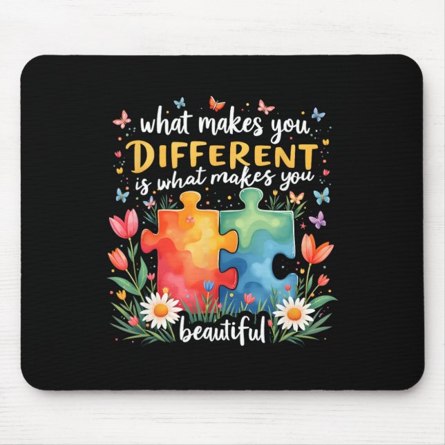Autism Autism Awareness Different Is Beautiful  Mouse Pad (Front)