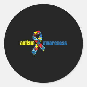 Autism Autism Awareness Ribbon Piece Gift Classic Round Sticker