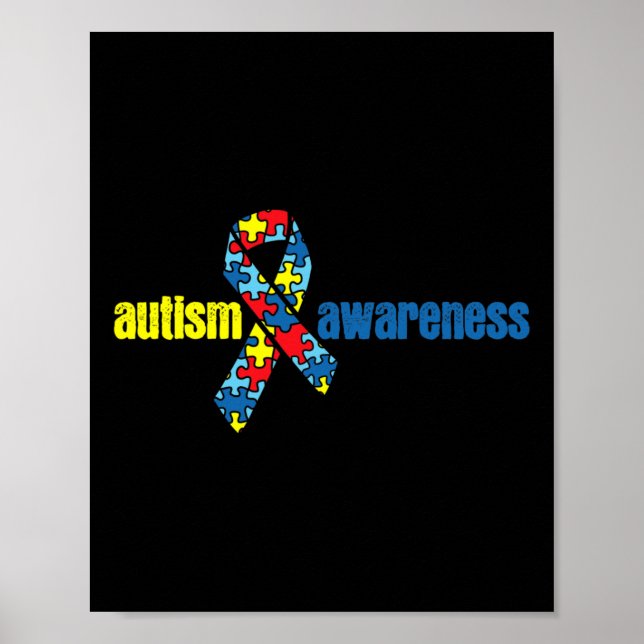 Autism Autism Awareness Ribbon Piece Gift  Poster (Front)