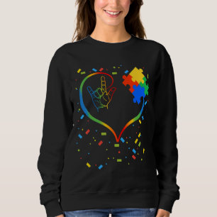 Autism-Autism Awareness Special Ed Teacher Asl Sig Sweatshirt