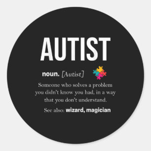 Autism Autistic Asperger Syndrom Aspie Puzzle Auti Classic Round Sticker