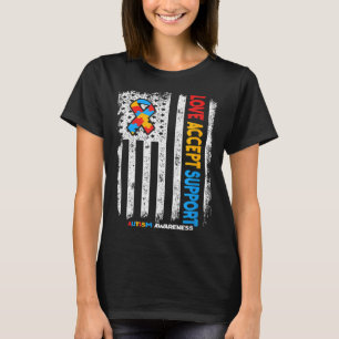 Autism Autistic Love Accept Support Autism Awarene T-Shirt