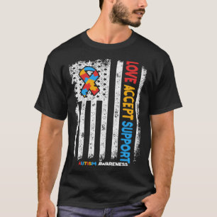 Autism Autistic Love Accept Support Autism Awarene T-Shirt