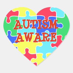 Autism Aware Heart Puzzle Pieces Sticker