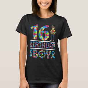 Autism Awareness 16th Birthday Boy Puzzle Piece 16 T-Shirt