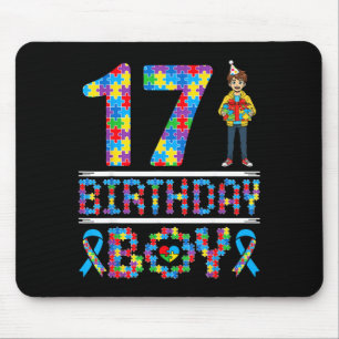 Autism Awareness 17th Birthday Boy Puzzle Piece 17 Mouse Pad