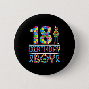 Autism Awareness 18th Birthday Boy Puzzle Piece 18 6 Cm Round Badge