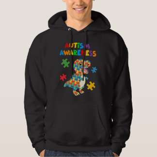 Autism Awareness 2023 Cute Rex Dinosaur Puzzle Kid Hoodie