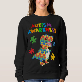 Autism Awareness 2023 Cute Rex Dinosaur Puzzle Kid Sweatshirt