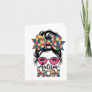 Autism Awareness 2025 Autism Mum Coquette Bow Puzz Card