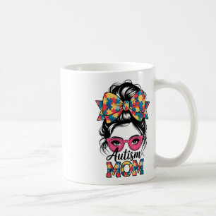 Autism Awareness 2025 Autism Mum Coquette Bow Puzz Coffee Mug