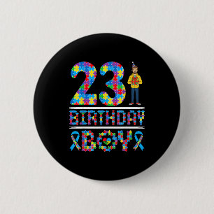 Autism Awareness 23rd Birthday Boy Puzzle Piece 23 6 Cm Round Badge