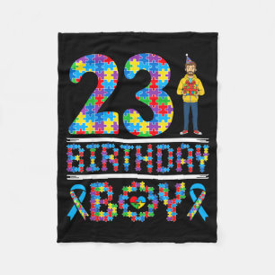 Autism Awareness 23rd Birthday Boy Puzzle Piece 23 Fleece Blanket