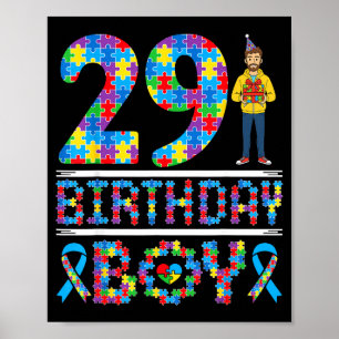 Autism Awareness 29th Birthday Boy Puzzle Piece 29 Poster