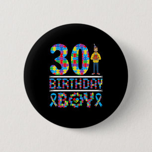 Autism Awareness 30th Birthday Boy Puzzle Piece 30 6 Cm Round Badge