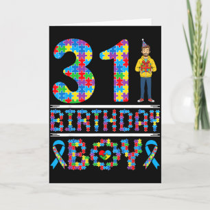 Autism Awareness 31st Birthday Boy Puzzle Piece 31 Card