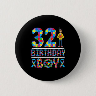 Autism Awareness 32nd Birthday Boy Puzzle Piece 32 6 Cm Round Badge