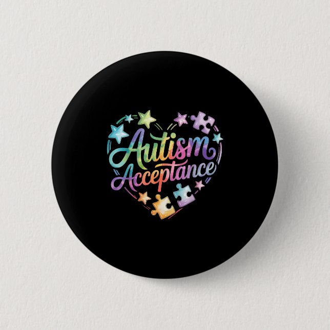 Autism awareness  6 cm round badge (Front)