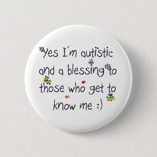 Autism awareness 6 cm round badge (Front)