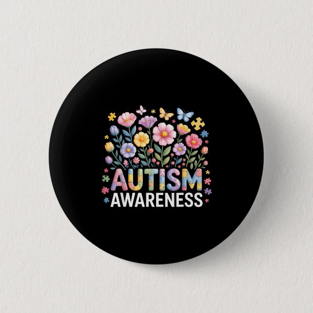 Autism awareness  6 cm round badge (Front)