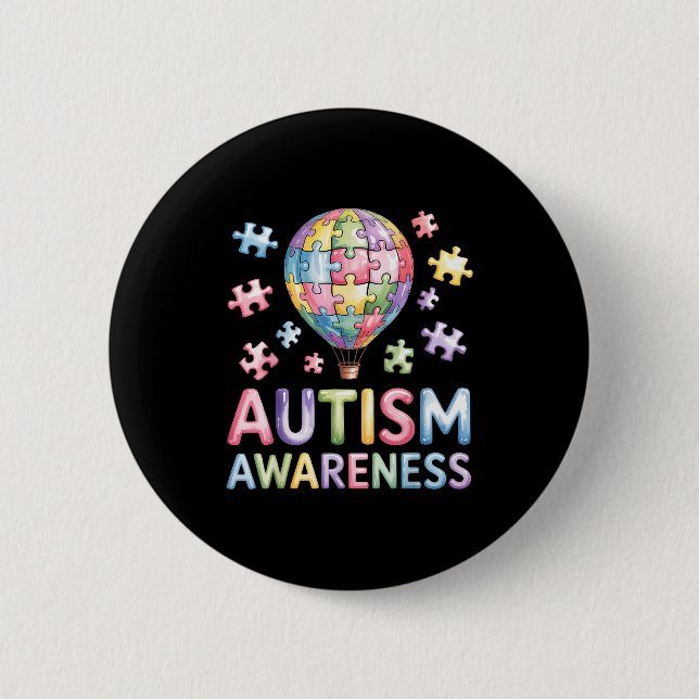 Autism awareness  6 cm round badge (Front)