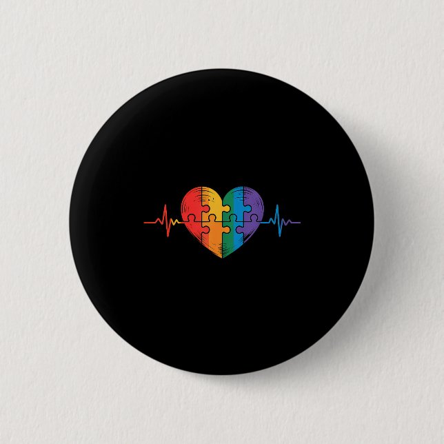 Autism awareness  6 cm round badge (Front)