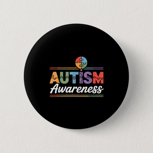 Autism awareness  6 cm round badge (Front)