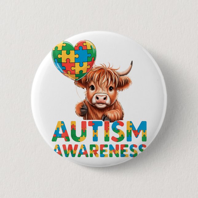 Autism awareness  6 cm round badge (Front)