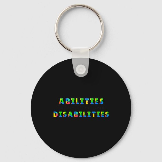 Autism Awareness - Abilities Outweigh Disabilities Key Ring (Front)