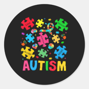 Autism Awareness Accept Adapt Advocate Autism Mum  Classic Round Sticker