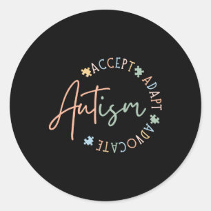 Autism Awareness Accept Adapt Advocate Autism Mum  Classic Round Sticker