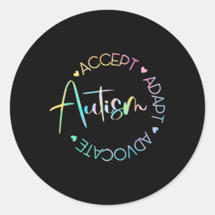Autism Awareness Accept Adapt Advocate Autism Mum Classic Round Sticker