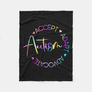 Autism Awareness Accept Adapt Advocate Autism Mum  Fleece Blanket