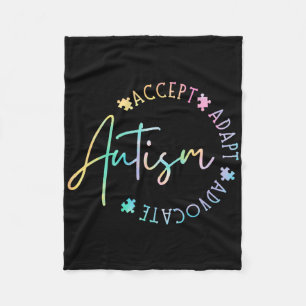 Autism Awareness Accept Adapt Advocate Autism Mum Fleece Blanket