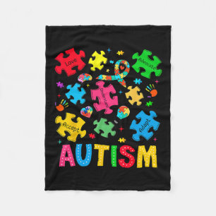 Autism Awareness Accept Adapt Advocate Autism Mum Fleece Blanket