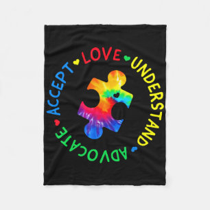 Autism Awareness Accept Adapt Advocate Autism Mum Fleece Blanket