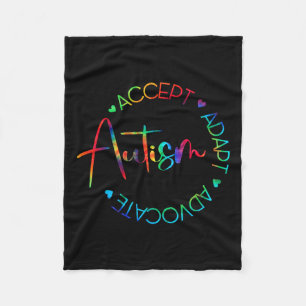 Autism Awareness Accept Adapt Advocate Autism Mum  Fleece Blanket