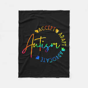 Autism Awareness Accept Adapt Advocate Autism Mum Fleece Blanket