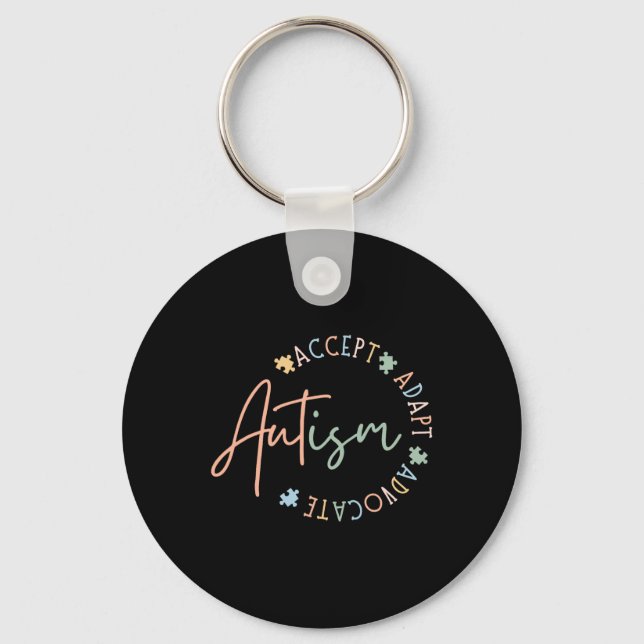 Autism Awareness Accept Adapt Advocate Autism Mum  Key Ring (Front)